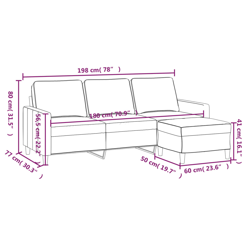 Driezitsbank met voetenbank 180 cm fluweel geel is nu te koop bij PeponiXL, paradijselijk wonen!