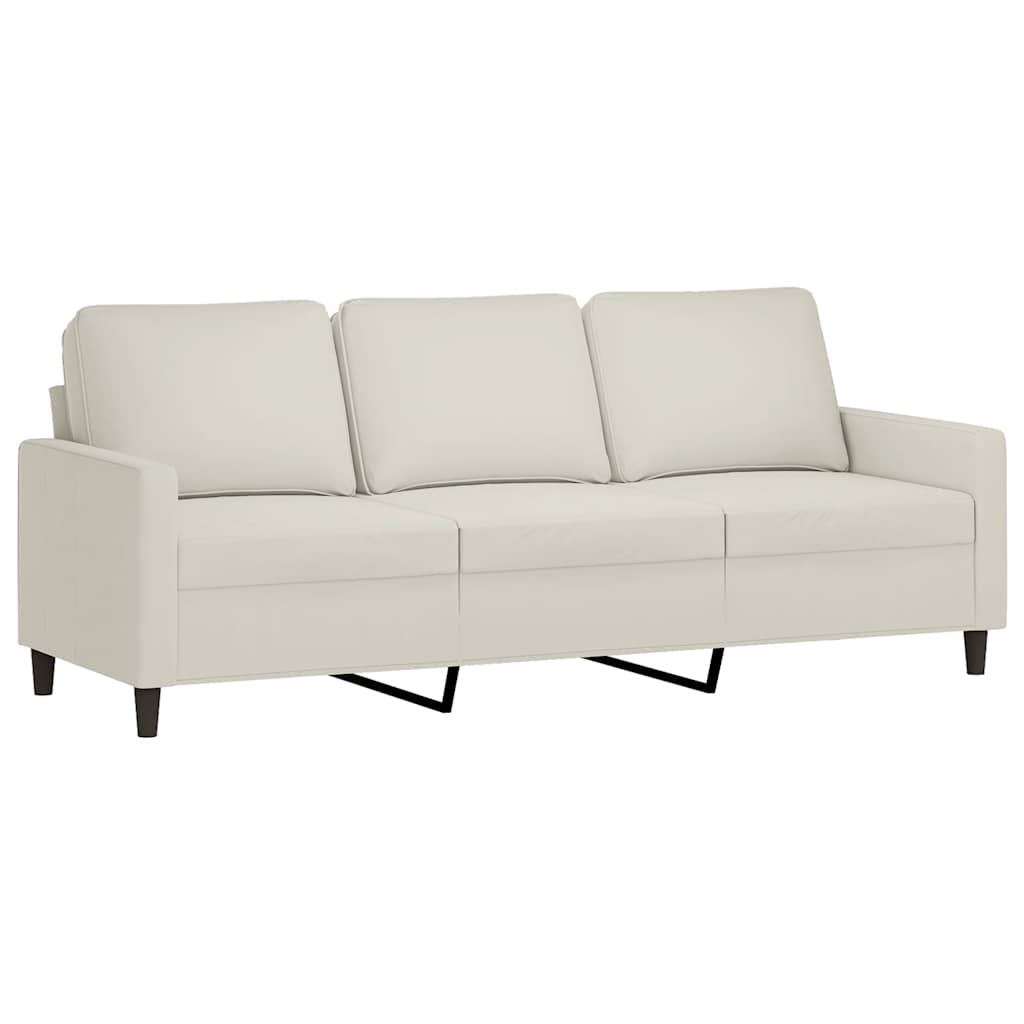 Driezitsbank met voetenbank 180 cm fluweel crèmekleurig is nu te koop bij PeponiXL, paradijselijk wonen!