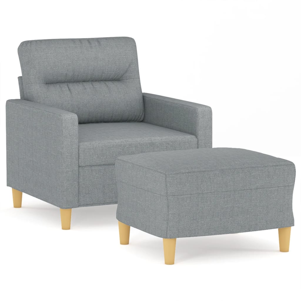 Fauteuil met voetenbank 60 cm stof lichtgrijs is nu te koop bij PeponiXL, paradijselijk wonen!