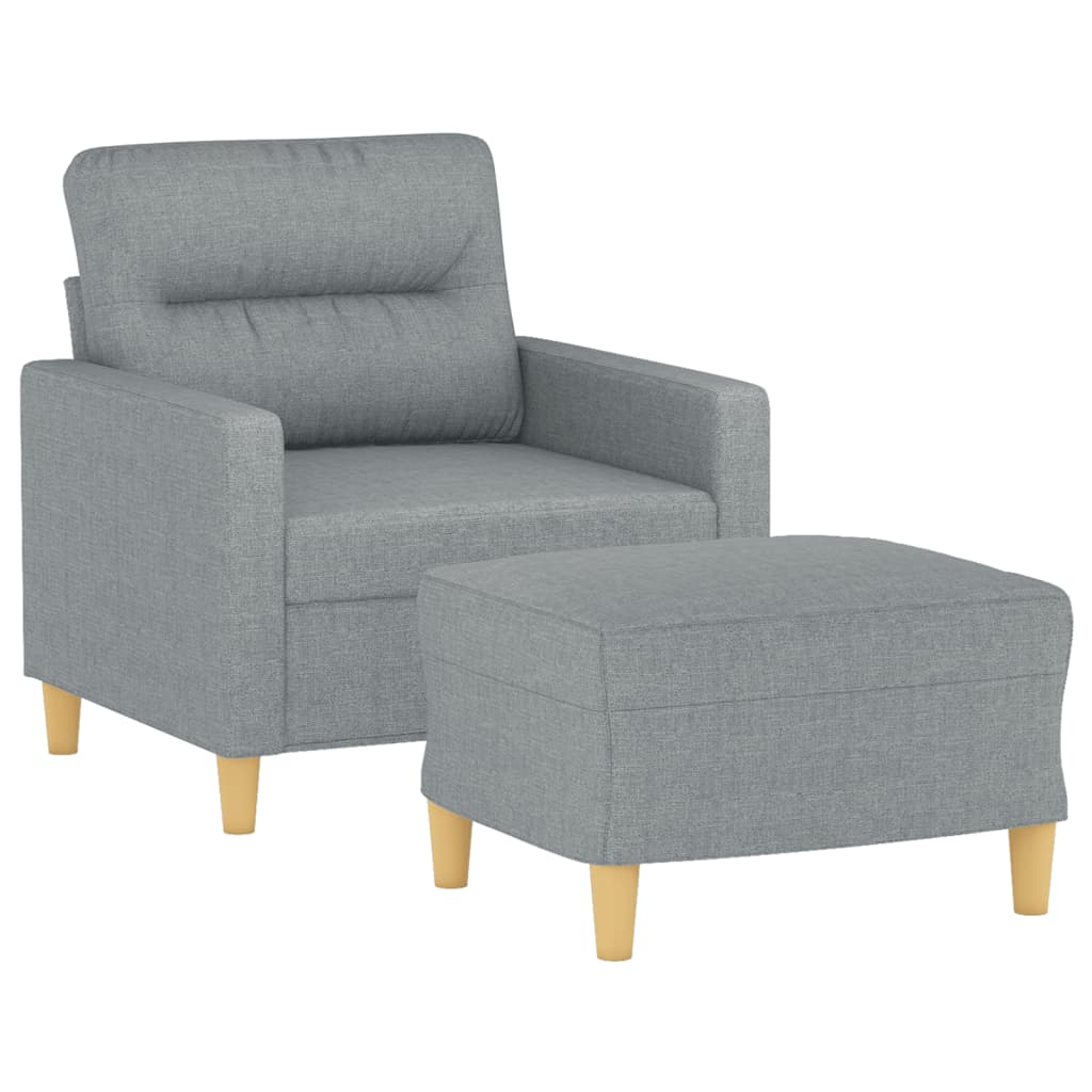 Fauteuil met voetenbank 60 cm stof lichtgrijs is nu te koop bij PeponiXL, paradijselijk wonen!