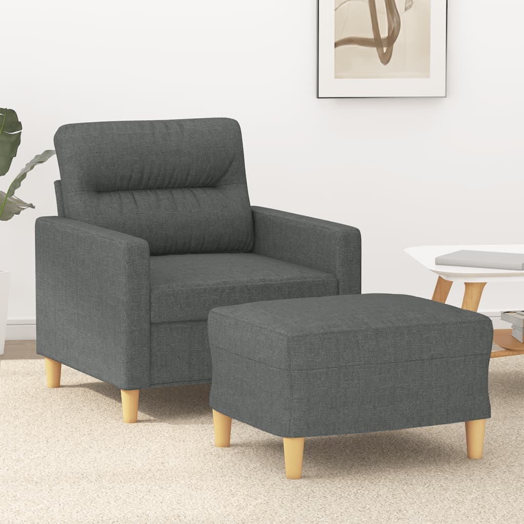 Fauteuil met voetenbank 60 cm stof donkergrijs is nu te koop bij PeponiXL, paradijselijk wonen!