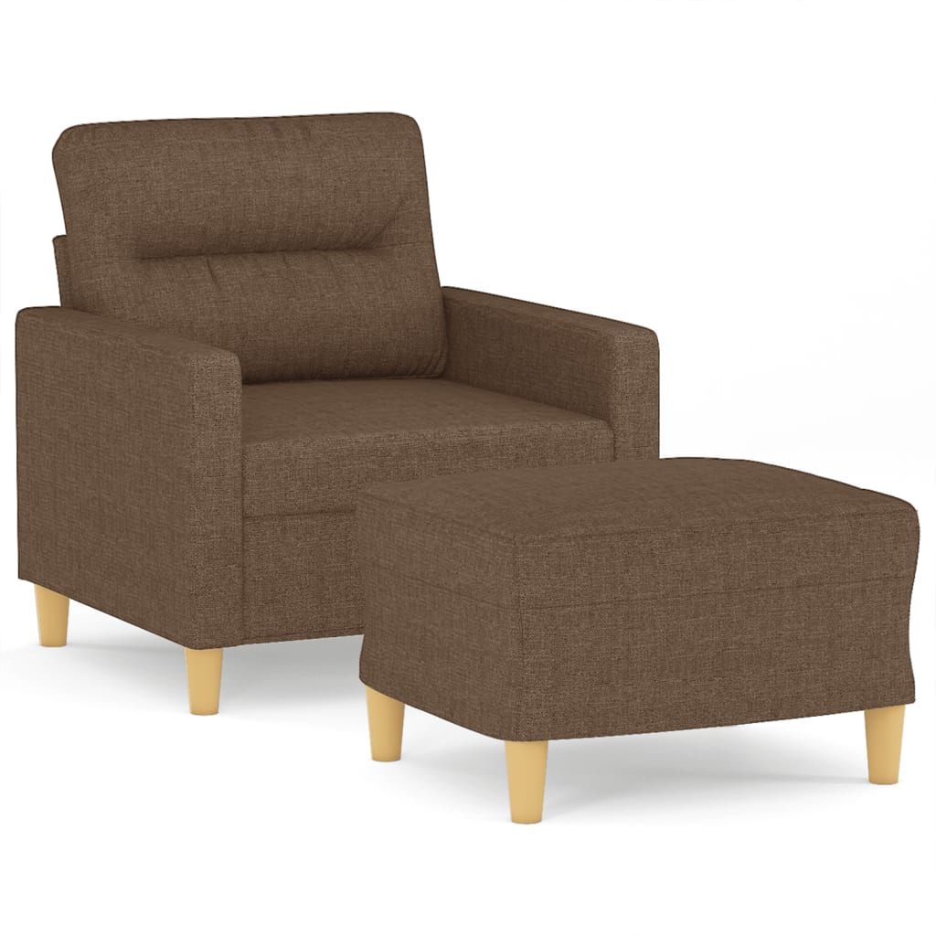 Fauteuil met voetenbank 60 cm stof bruin is nu te koop bij PeponiXL, paradijselijk wonen!