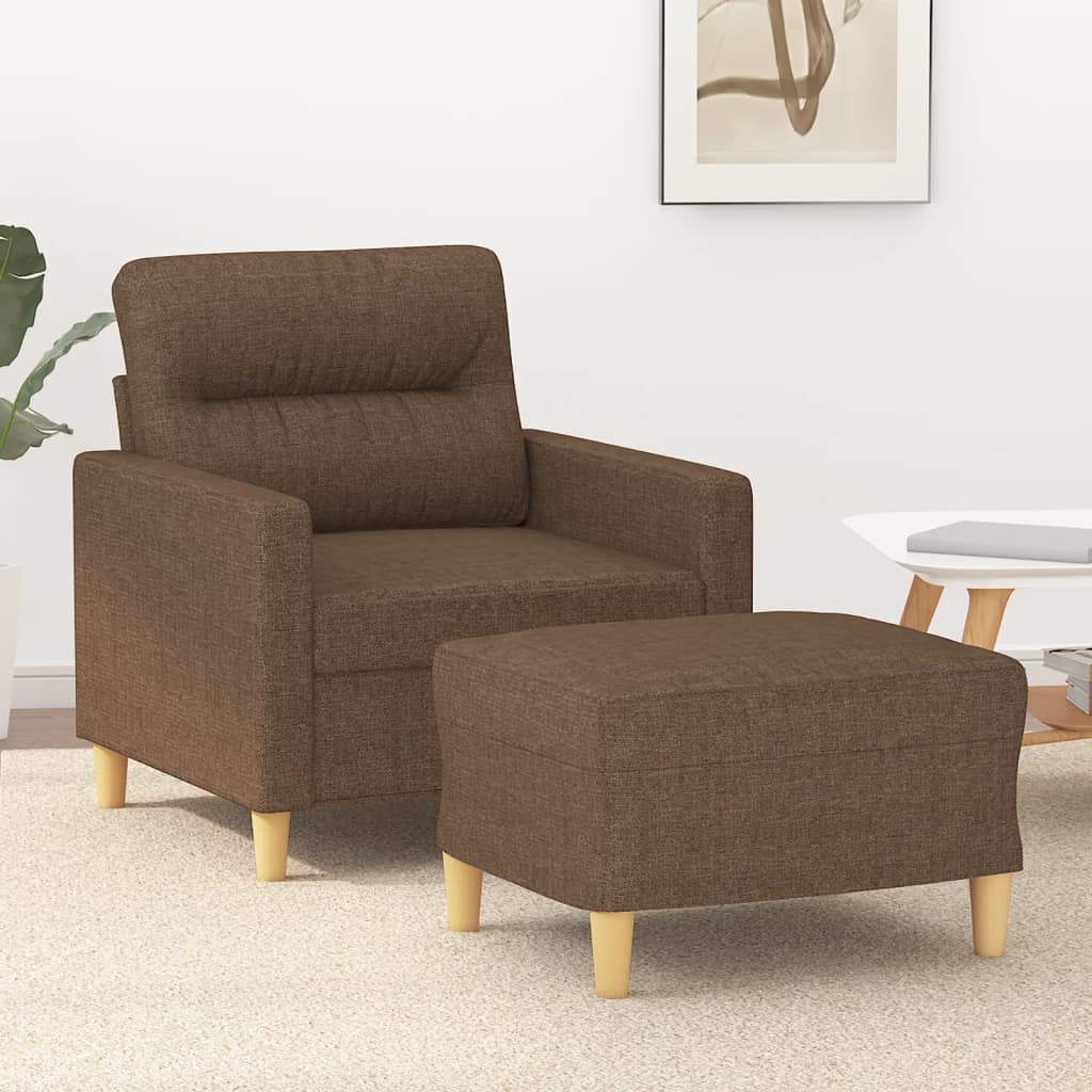 Fauteuil met voetenbank 60 cm stof bruin is nu te koop bij PeponiXL, paradijselijk wonen!