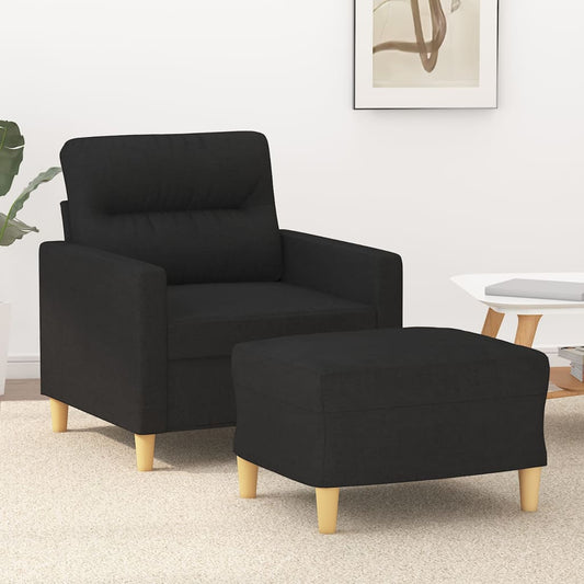 Fauteuil met voetenbank 60 cm stof zwart is nu te koop bij PeponiXL, paradijselijk wonen!