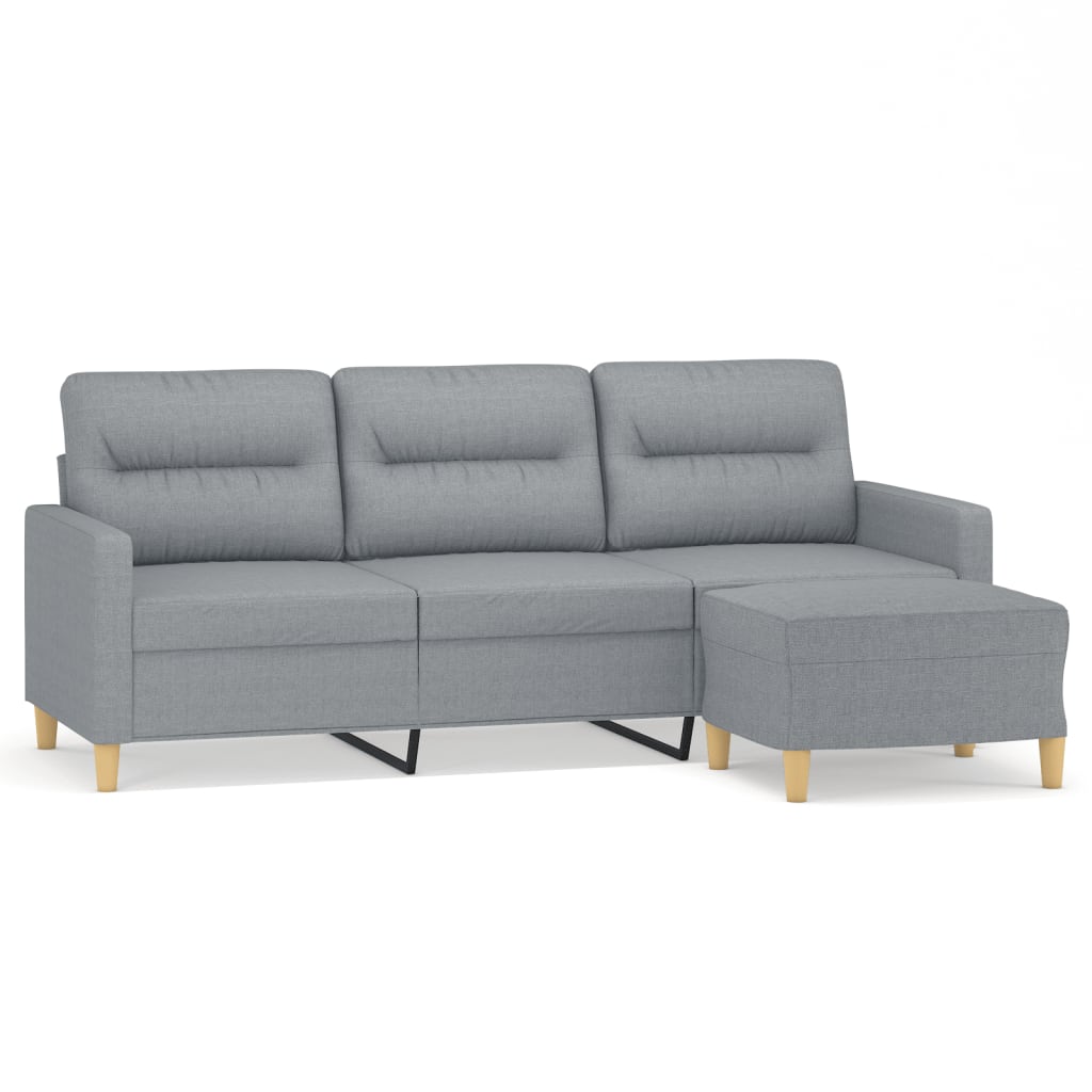 Driezitsbank met voetenbank 180 cm stof lichtgrijs is nu te koop bij PeponiXL, paradijselijk wonen!