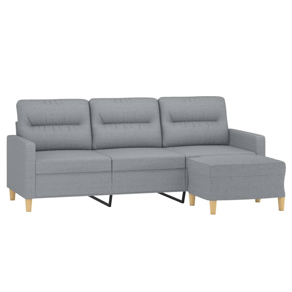 Driezitsbank met voetenbank 180 cm stof lichtgrijs is nu te koop bij PeponiXL, paradijselijk wonen!