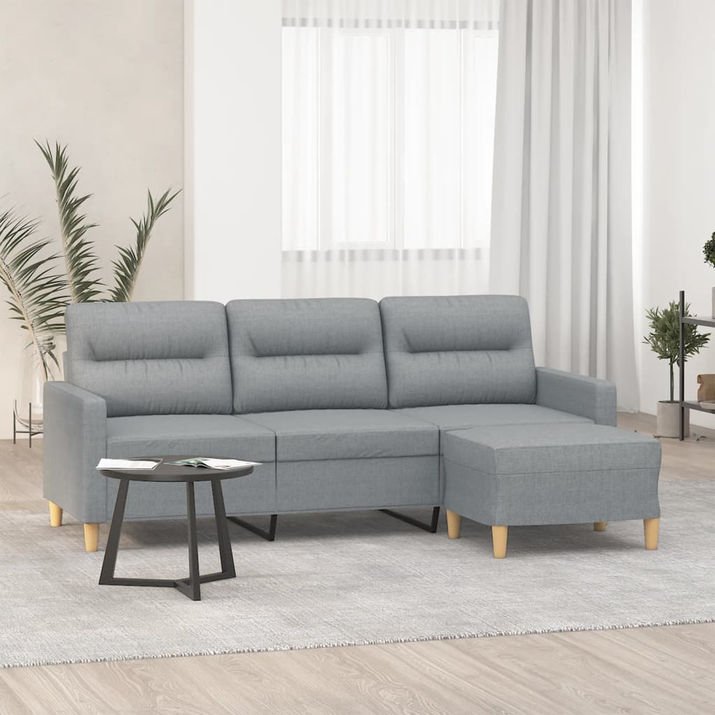 Driezitsbank met voetenbank 180 cm stof lichtgrijs is nu te koop bij PeponiXL, paradijselijk wonen!