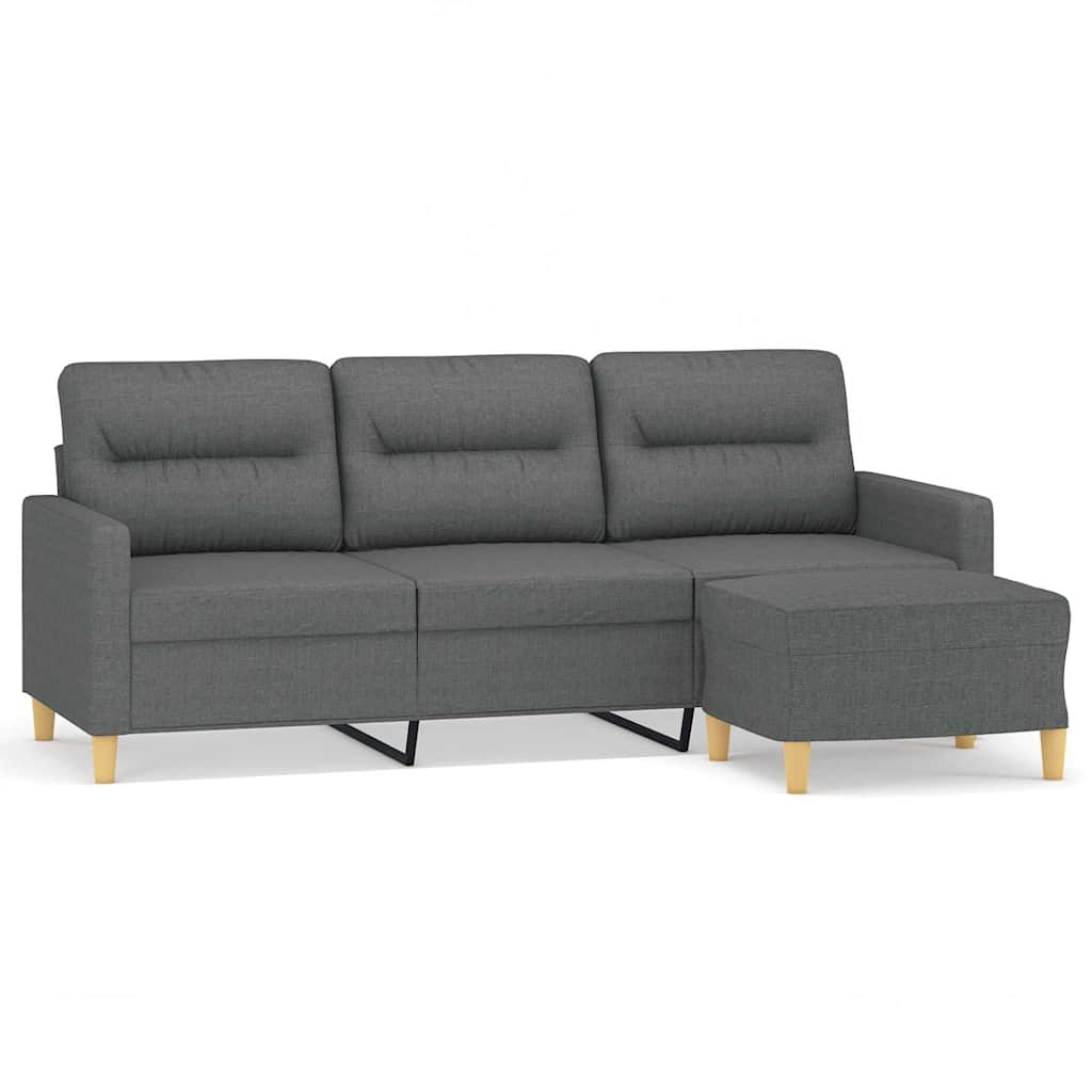 Driezitsbank met voetenbank 180 cm stof donkergrijs is nu te koop bij PeponiXL, paradijselijk wonen!