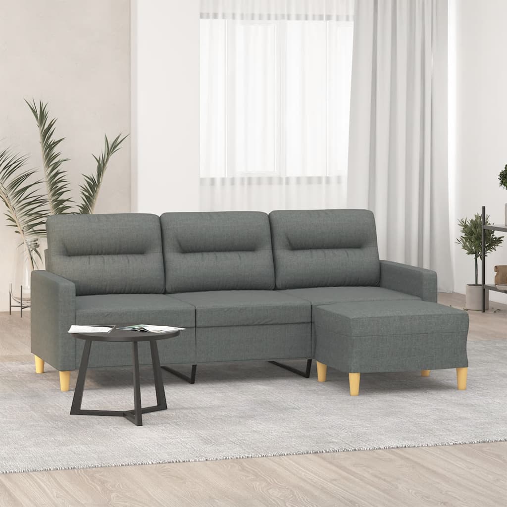 Driezitsbank met voetenbank 180 cm stof donkergrijs is nu te koop bij PeponiXL, paradijselijk wonen!