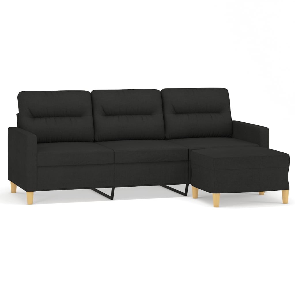 Driezitsbank met voetenbank 180 cm stof zwart is nu te koop bij PeponiXL, paradijselijk wonen!