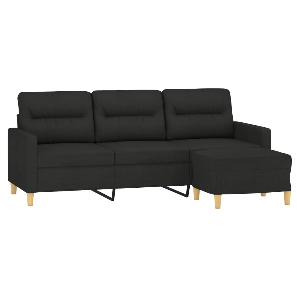 Driezitsbank met voetenbank 180 cm stof zwart is nu te koop bij PeponiXL, paradijselijk wonen!