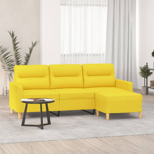 Driezitsbank met voetenbank 180 cm stof lichtgeel is nu te koop bij PeponiXL, paradijselijk wonen!