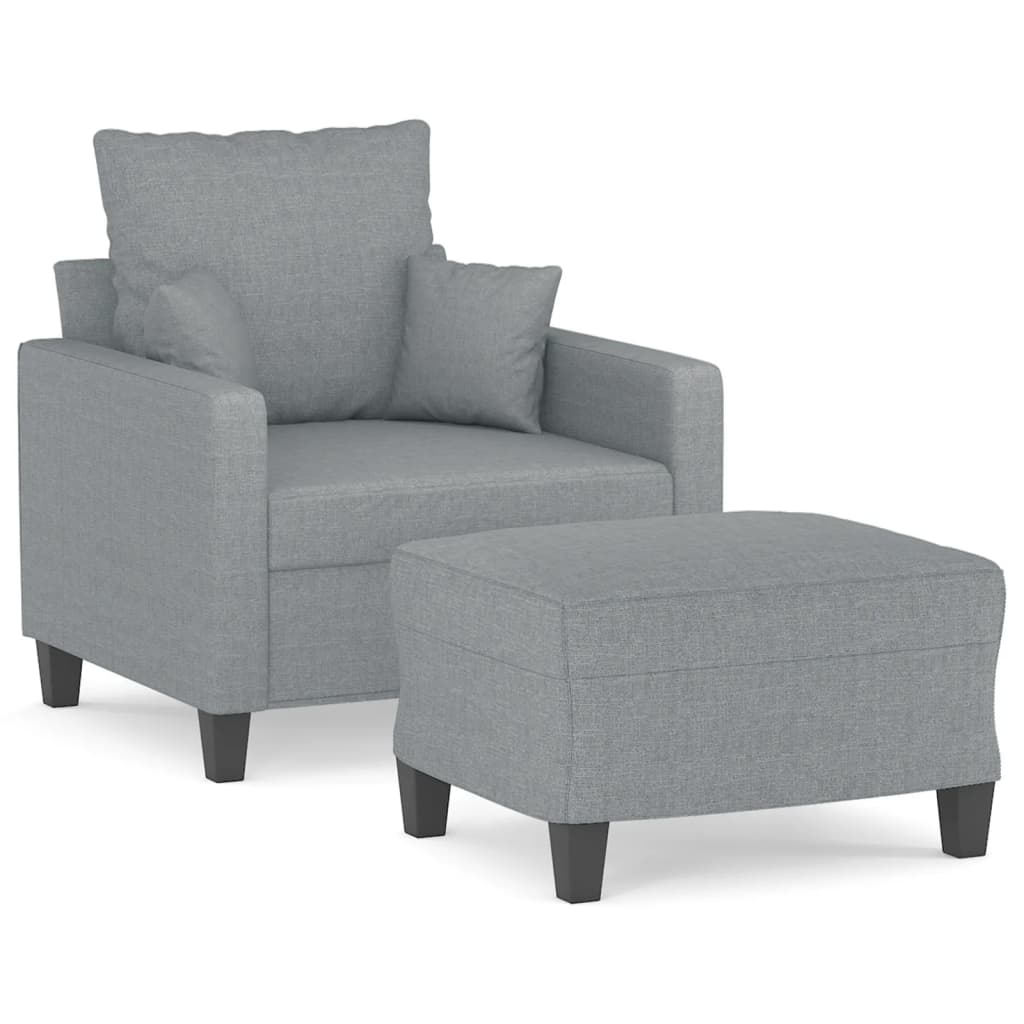 Fauteuil met voetenbank 60 cm stof lichtgrijs is nu te koop bij PeponiXL, paradijselijk wonen!