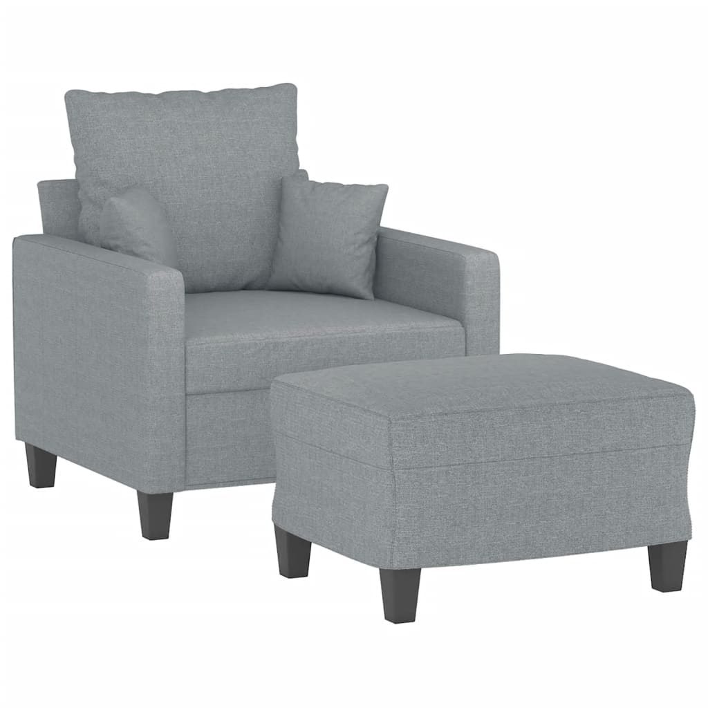 Fauteuil met voetenbank 60 cm stof lichtgrijs is nu te koop bij PeponiXL, paradijselijk wonen!