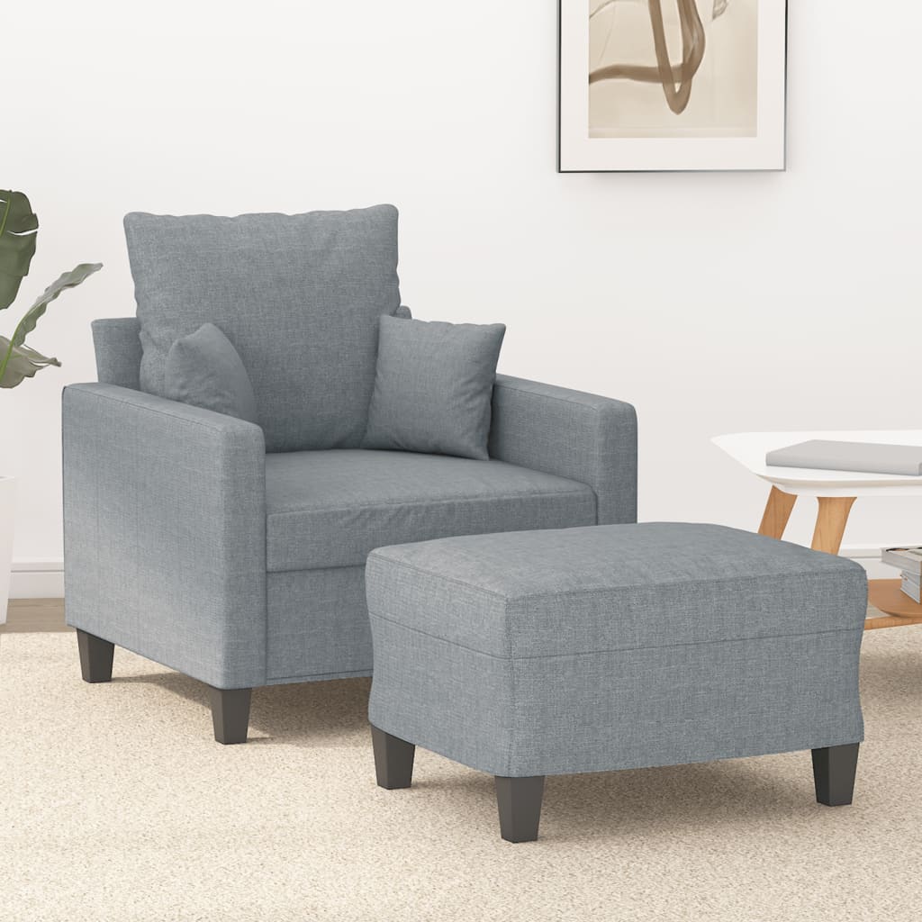 Fauteuil met voetenbank 60 cm stof lichtgrijs is nu te koop bij PeponiXL, paradijselijk wonen!