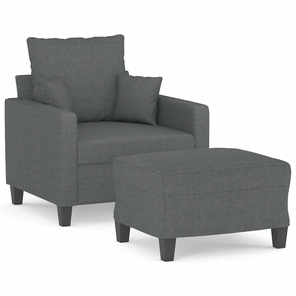 Fauteuil met voetenbank 60 cm stof donkergrijs is nu te koop bij PeponiXL, paradijselijk wonen!