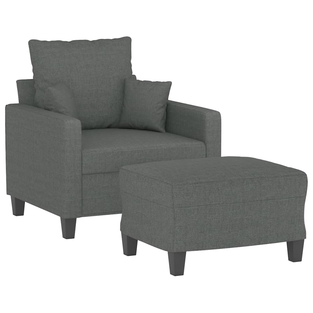 Fauteuil met voetenbank 60 cm stof donkergrijs is nu te koop bij PeponiXL, paradijselijk wonen!