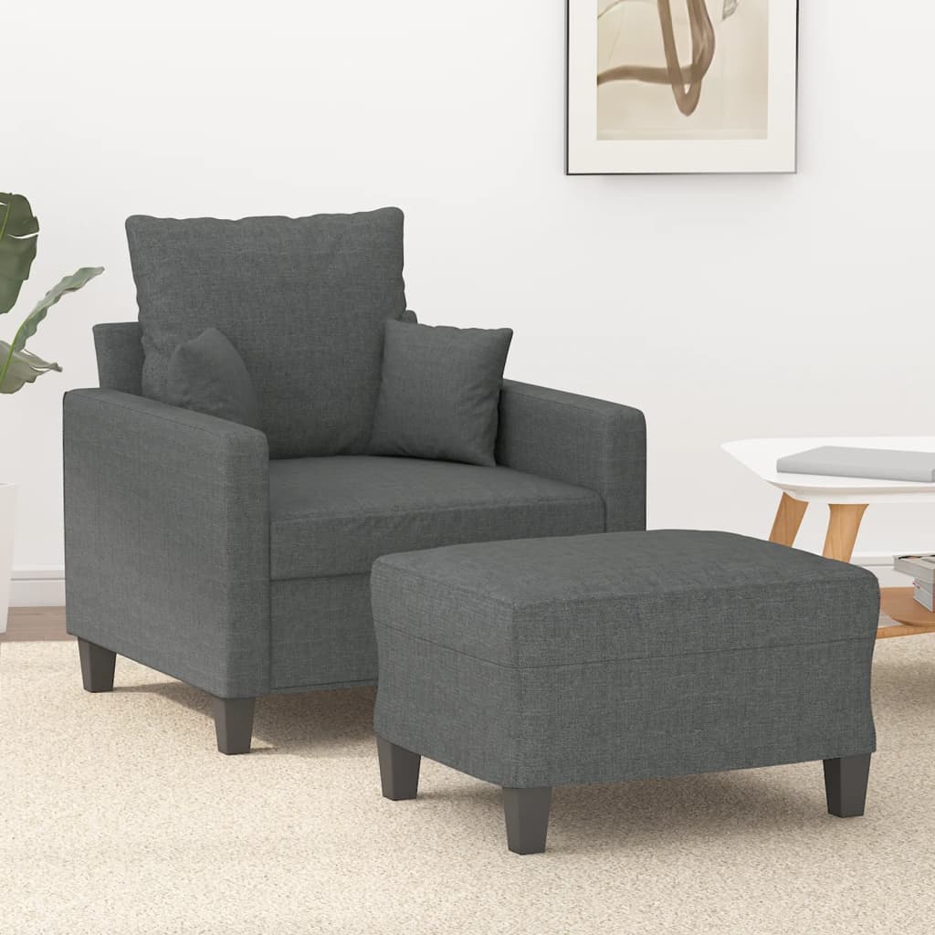 Fauteuil met voetenbank 60 cm stof donkergrijs is nu te koop bij PeponiXL, paradijselijk wonen!