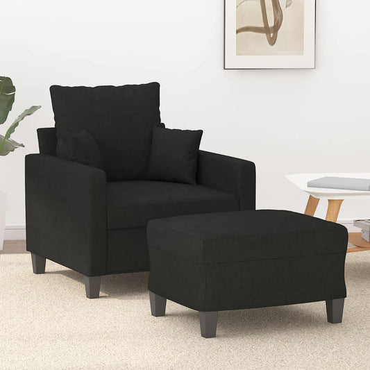 Fauteuil met voetenbank 60 cm stof zwart is nu te koop bij PeponiXL, paradijselijk wonen!