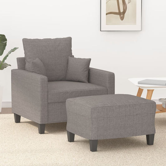 Fauteuil met voetenbank 60 cm stof taupe is nu te koop bij PeponiXL, paradijselijk wonen!