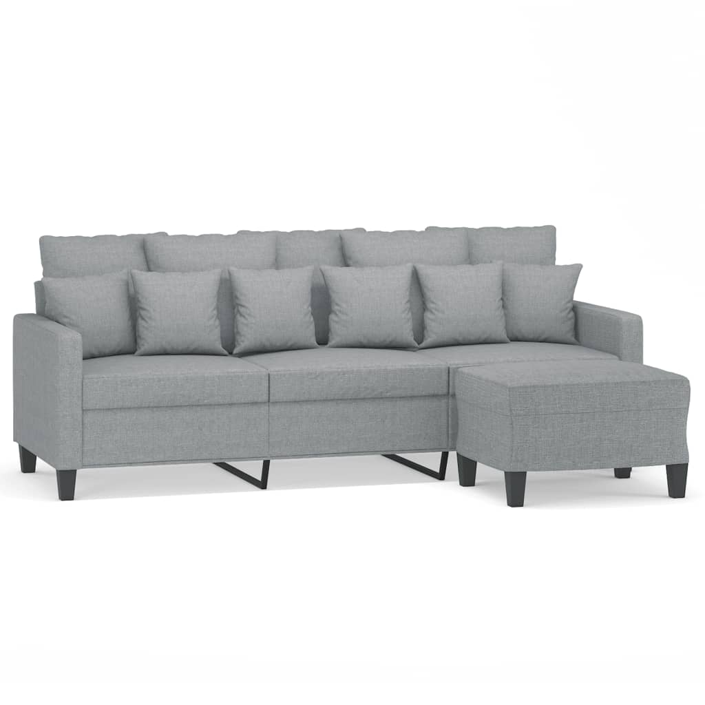 Driezitsbank met voetenbank 180 cm stof lichtgrijs is nu te koop bij PeponiXL, paradijselijk wonen!