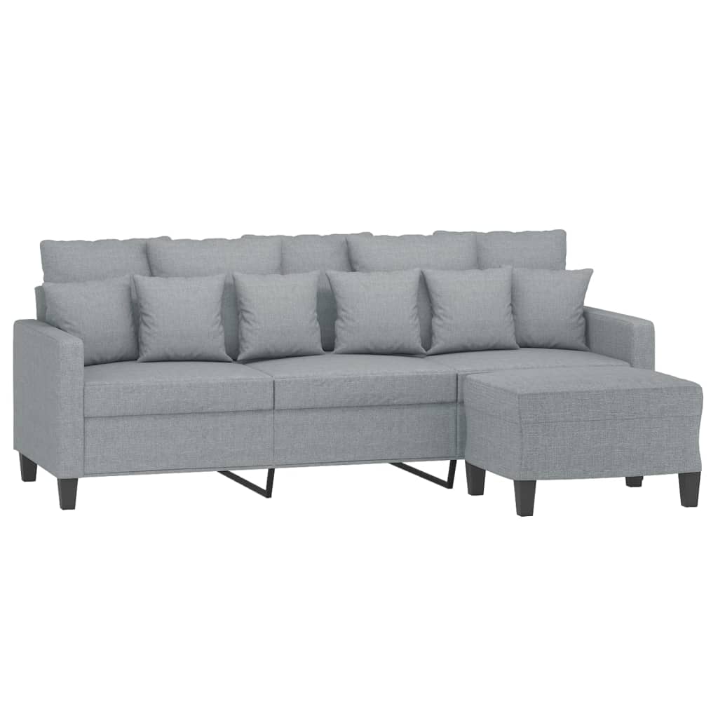 Driezitsbank met voetenbank 180 cm stof lichtgrijs is nu te koop bij PeponiXL, paradijselijk wonen!