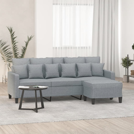 Driezitsbank met voetenbank 180 cm stof lichtgrijs is nu te koop bij PeponiXL, paradijselijk wonen!