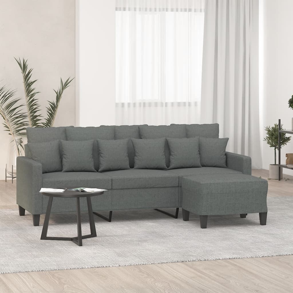 Driezitsbank met voetenbank 180 cm stof donkergrijs is nu te koop bij PeponiXL, paradijselijk wonen!