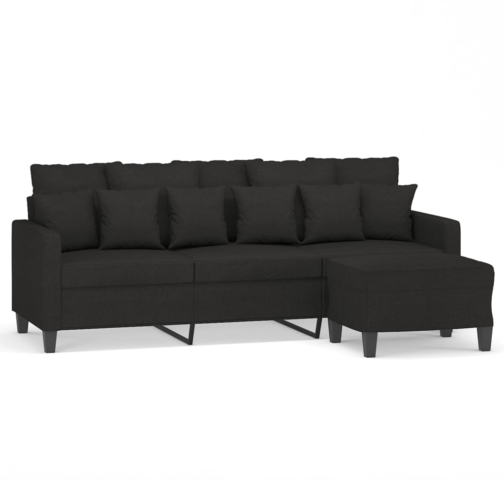 Driezitsbank met voetenbank 180 cm stof zwart is nu te koop bij PeponiXL, paradijselijk wonen!