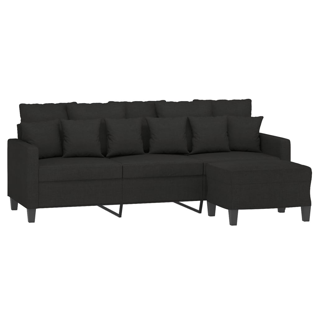 Driezitsbank met voetenbank 180 cm stof zwart is nu te koop bij PeponiXL, paradijselijk wonen!