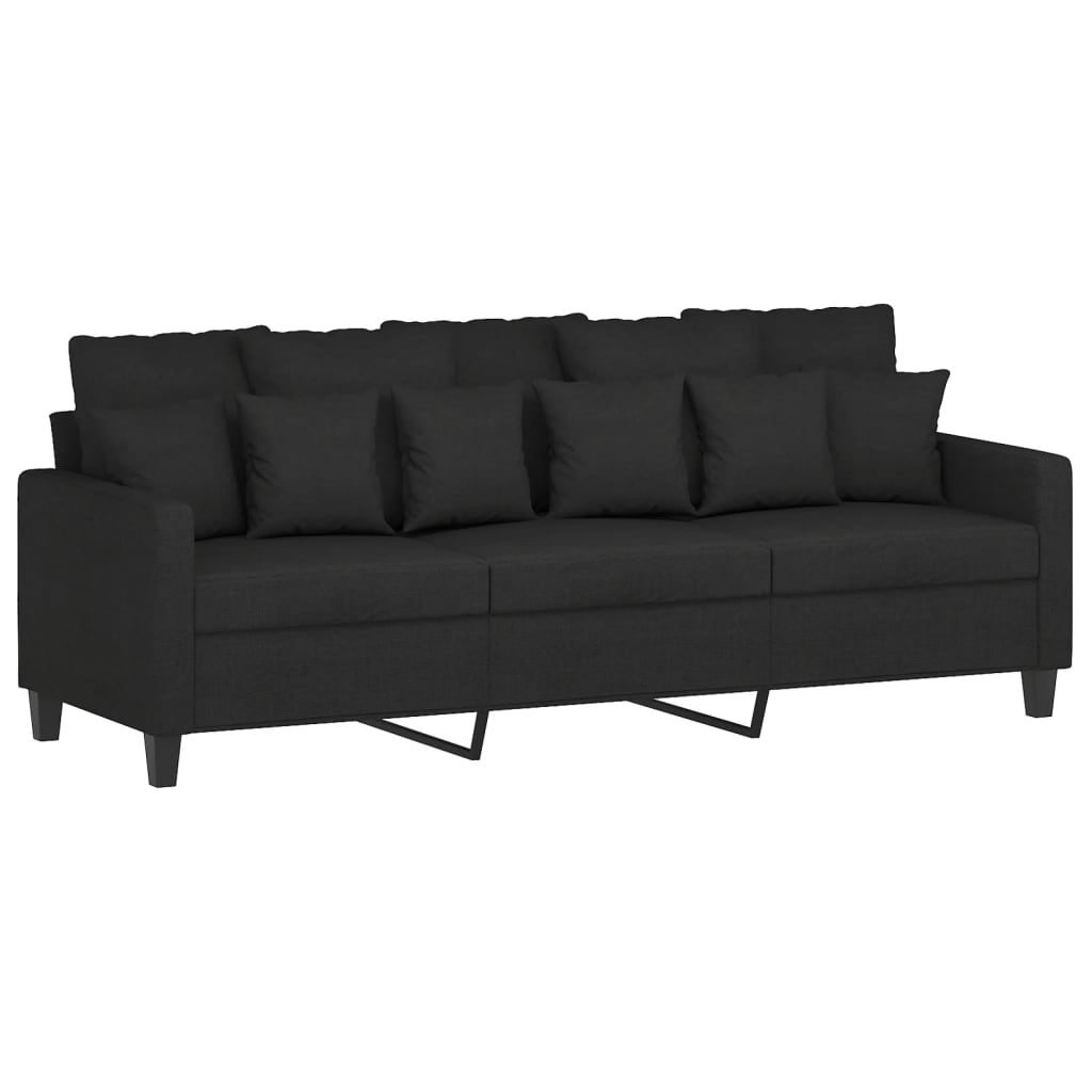 Driezitsbank met voetenbank 180 cm stof zwart is nu te koop bij PeponiXL, paradijselijk wonen!