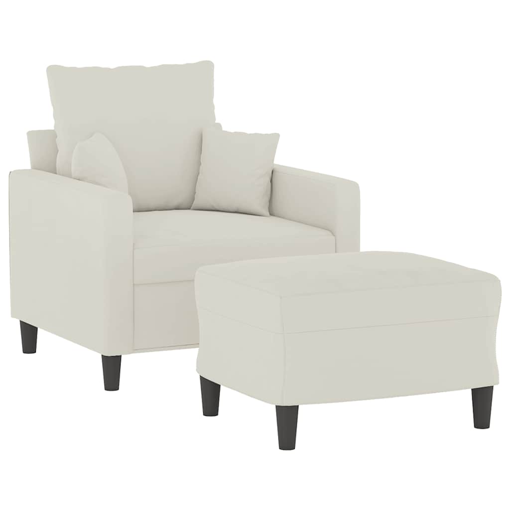 Fauteuil met voetenbank 60 cm fluweel crèmekleurig is nu te koop bij PeponiXL, paradijselijk wonen!