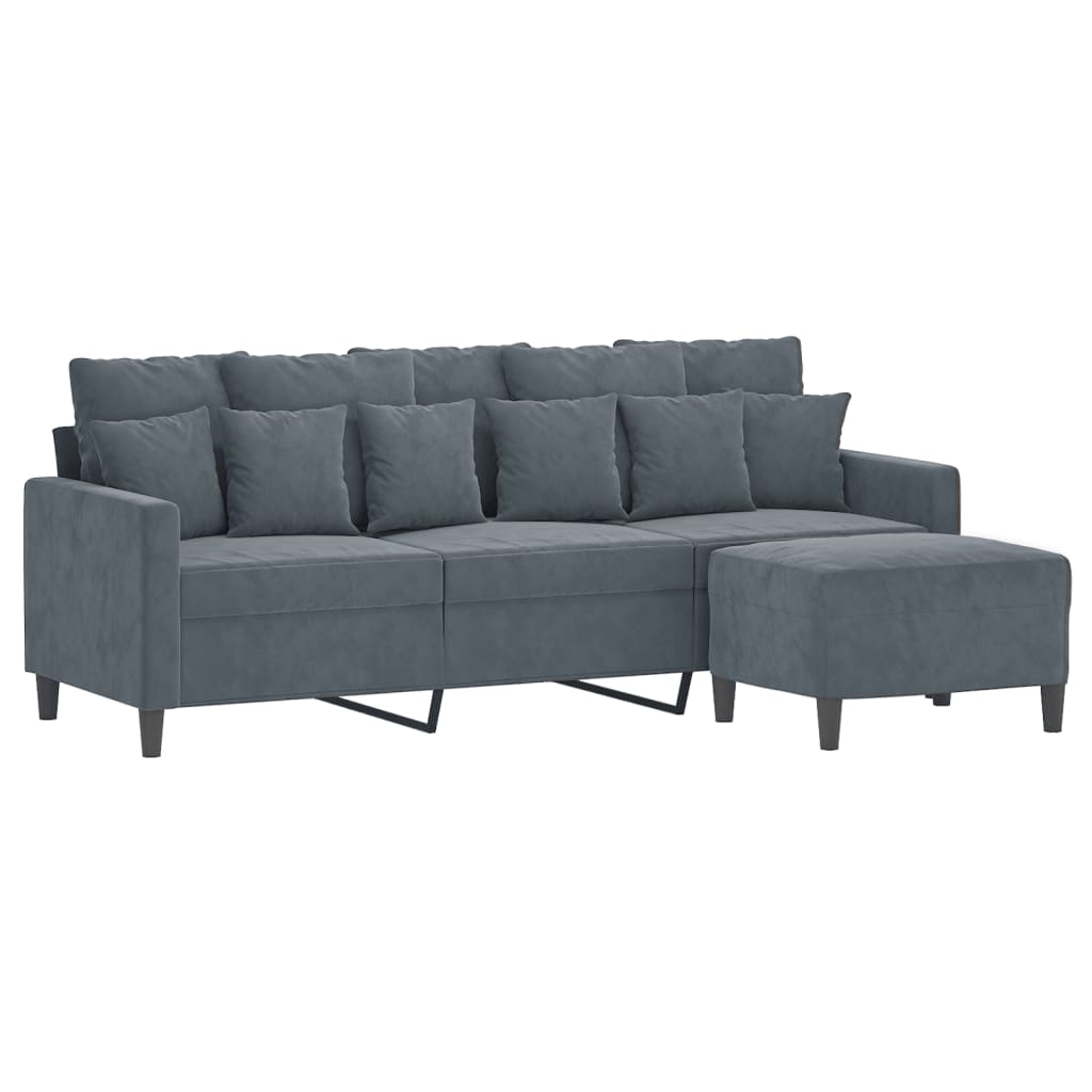 Driezitsbank met voetenbank 180 cm fluweel donkergrijs is nu te koop bij PeponiXL, paradijselijk wonen!