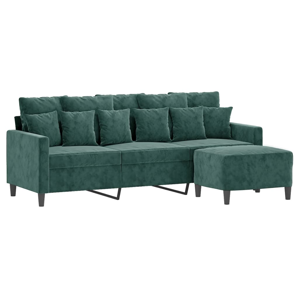 Driezitsbank met voetenbank 180 cm fluweel donkergroen is nu te koop bij PeponiXL, paradijselijk wonen!