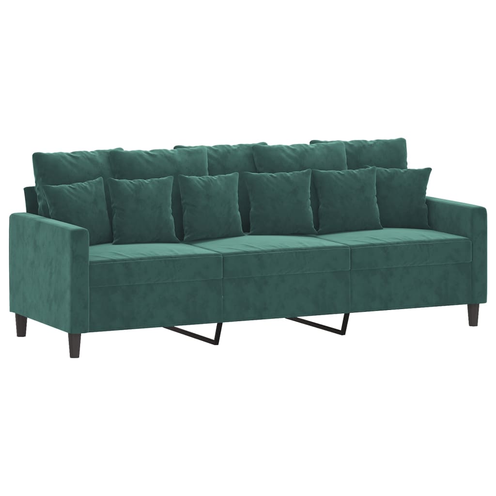 Driezitsbank met voetenbank 180 cm fluweel donkergroen is nu te koop bij PeponiXL, paradijselijk wonen!