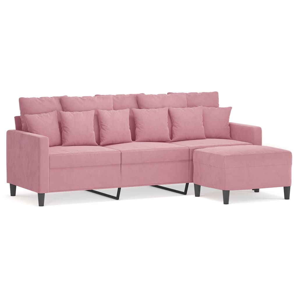 Driezitsbank met voetenbank 180 cm fluweel roze is nu te koop bij PeponiXL, paradijselijk wonen!