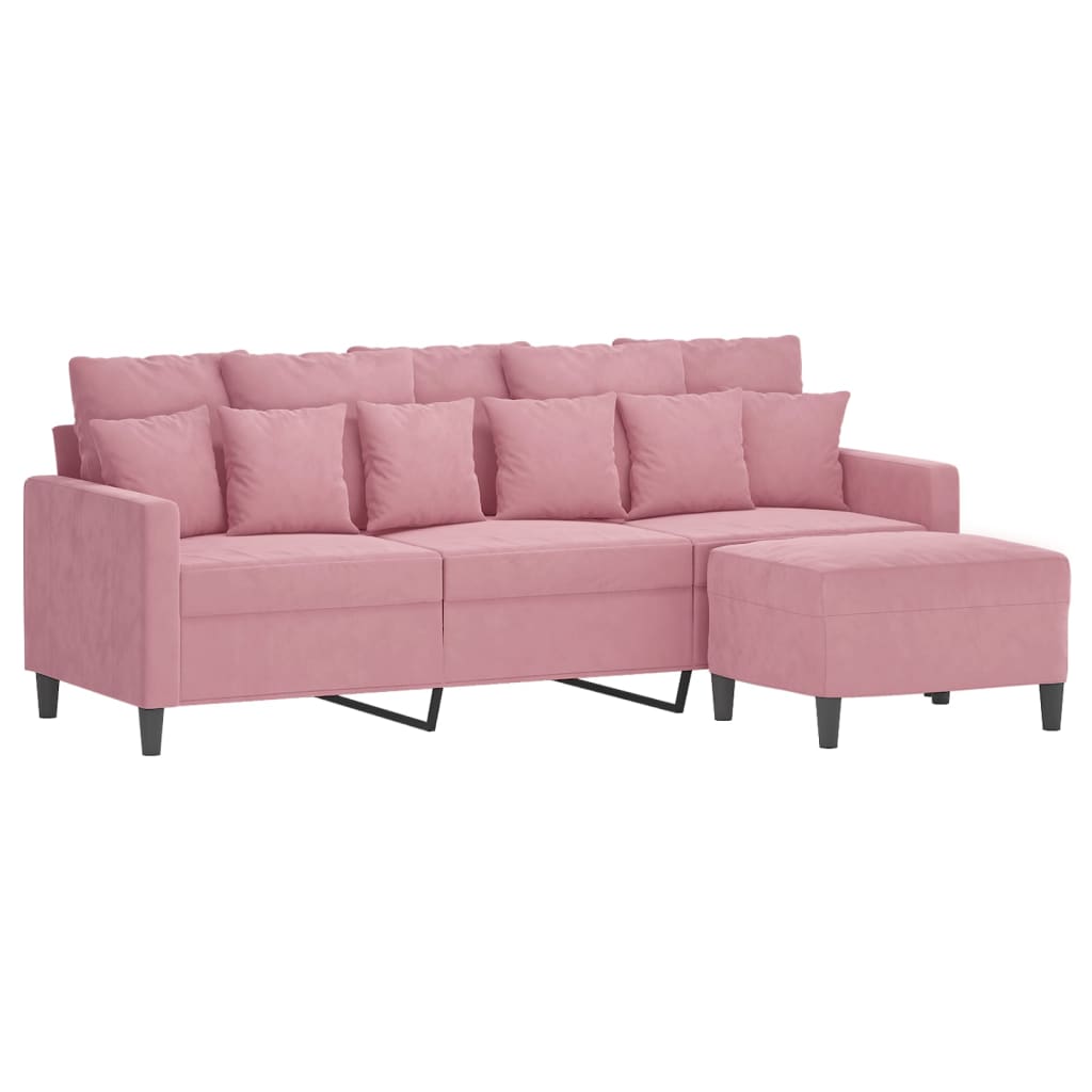 Driezitsbank met voetenbank 180 cm fluweel roze is nu te koop bij PeponiXL, paradijselijk wonen!