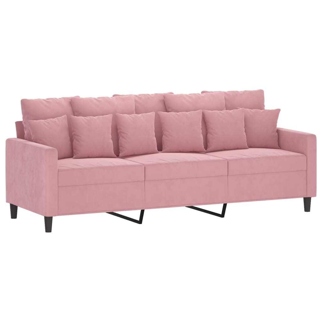 Driezitsbank met voetenbank 180 cm fluweel roze is nu te koop bij PeponiXL, paradijselijk wonen!