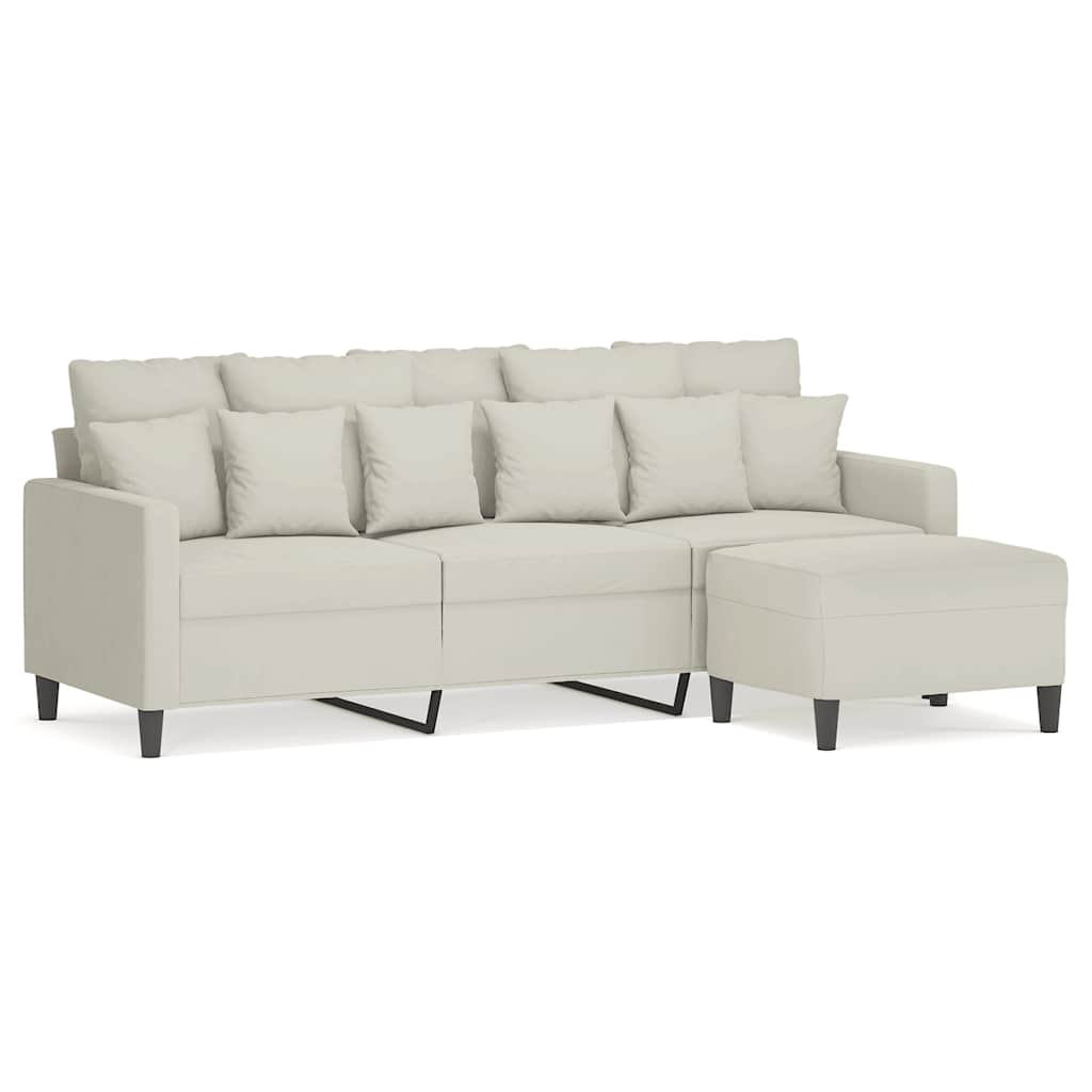 Driezitsbank met voetenbank 180 cm fluweel crèmekleurig is nu te koop bij PeponiXL, paradijselijk wonen!