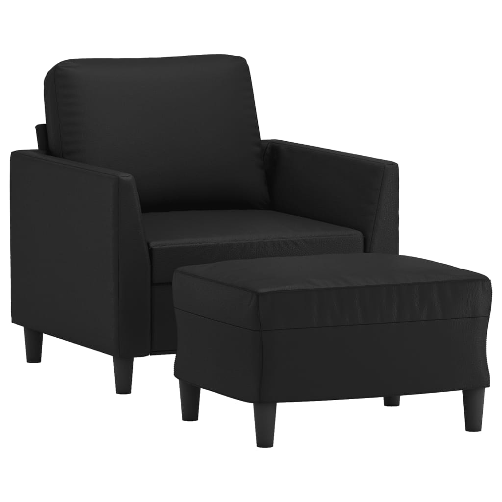 Fauteuil met voetenbank 60 cm kunstleer zwart is nu te koop bij PeponiXL, paradijselijk wonen!