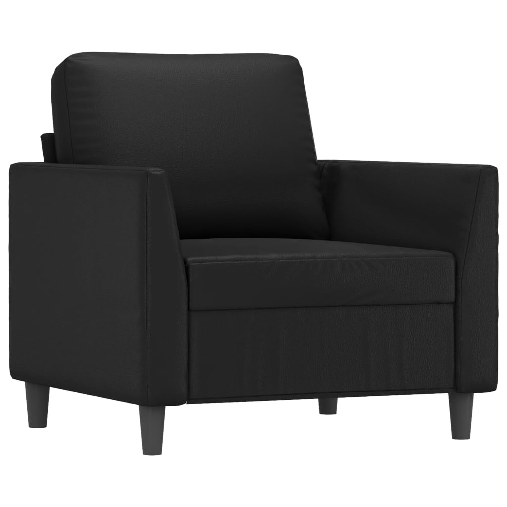 Fauteuil met voetenbank 60 cm kunstleer zwart is nu te koop bij PeponiXL, paradijselijk wonen!