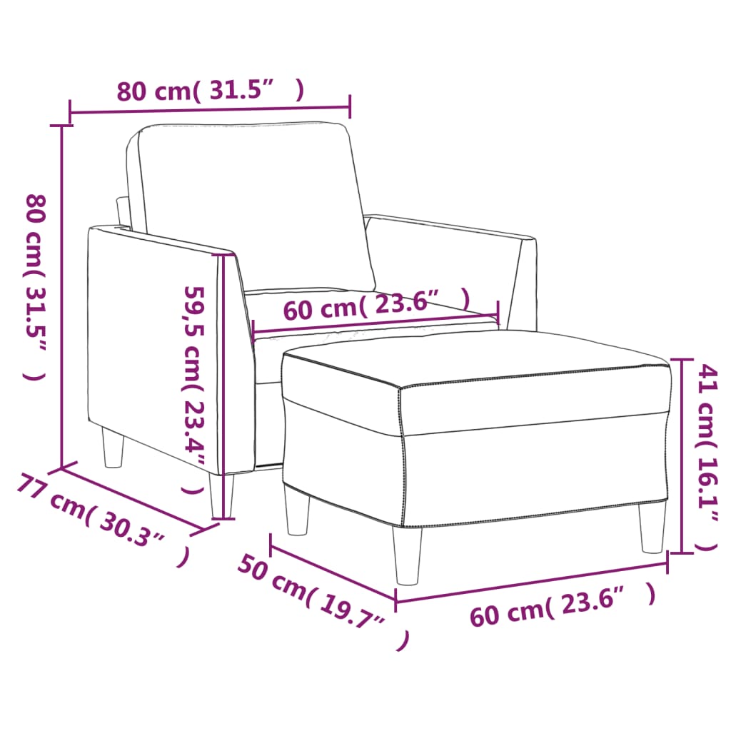 Fauteuil met voetenbank 60 cm kunstleer zwart is nu te koop bij PeponiXL, paradijselijk wonen!