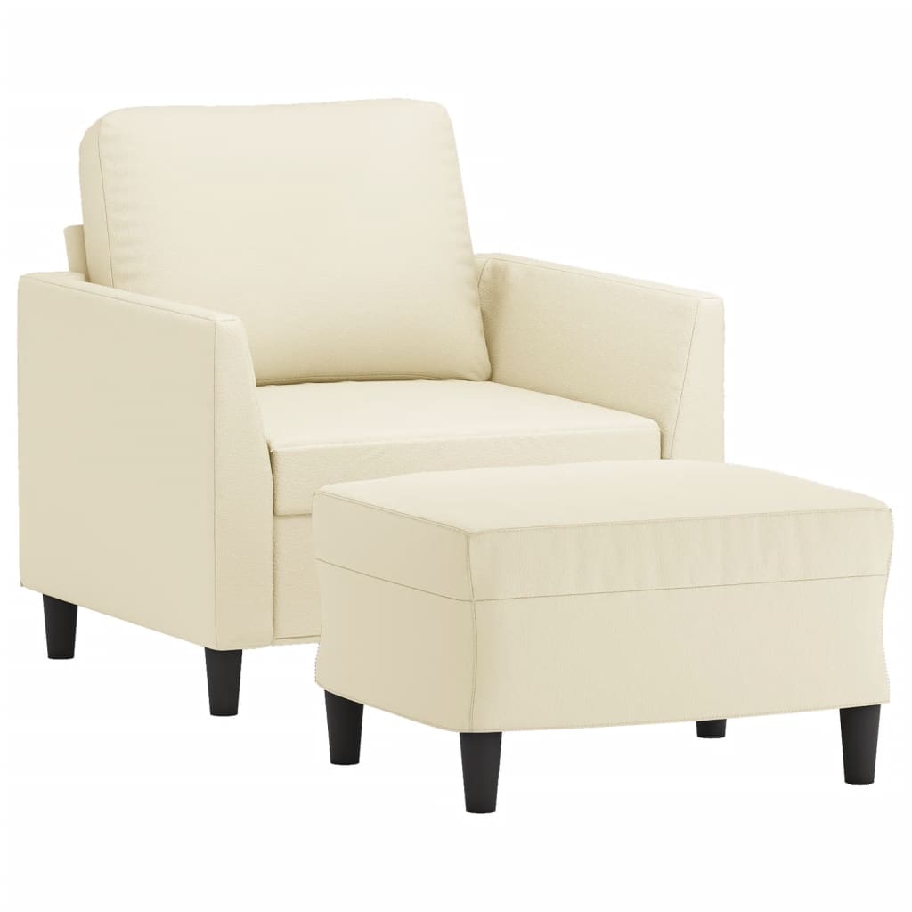 Fauteuil met voetenbank 60 cm kunstleer crèmekleurig is nu te koop bij PeponiXL, paradijselijk wonen!