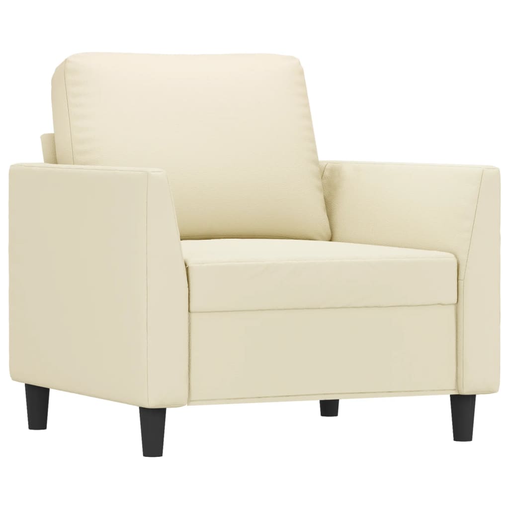 Fauteuil met voetenbank 60 cm kunstleer crèmekleurig is nu te koop bij PeponiXL, paradijselijk wonen!