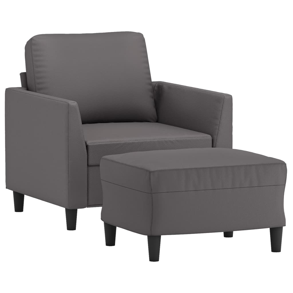Fauteuil met voetenbank 60 cm kunstleer grijs is nu te koop bij PeponiXL, paradijselijk wonen!