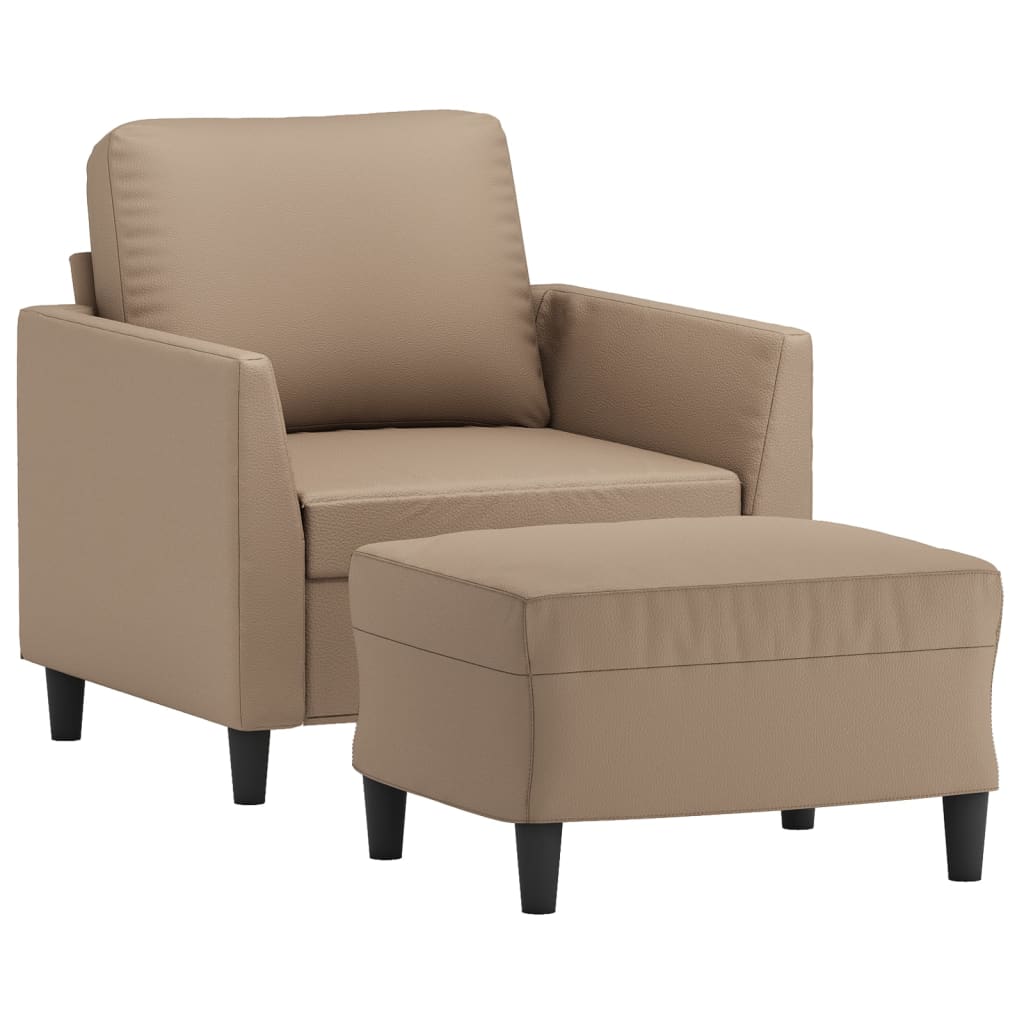 Fauteuil met voetenbank 60 cm kunstleer cappuccinokleurig is nu te koop bij PeponiXL, paradijselijk wonen!