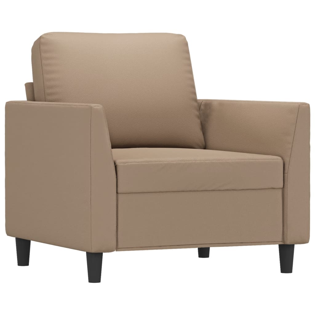 Fauteuil met voetenbank 60 cm kunstleer cappuccinokleurig is nu te koop bij PeponiXL, paradijselijk wonen!
