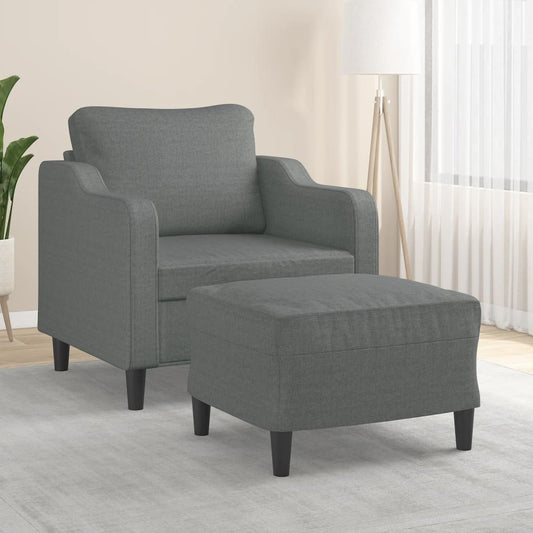 Fauteuil met voetenbank 60 cm stof donkergrijs is nu te koop bij PeponiXL, paradijselijk wonen!