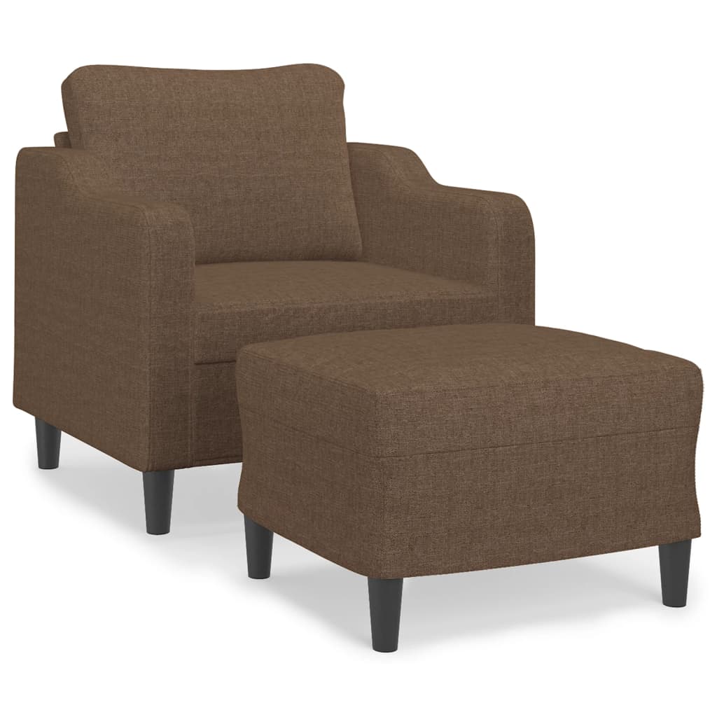 Fauteuil met voetenbank 60 cm stof bruin is nu te koop bij PeponiXL, paradijselijk wonen!