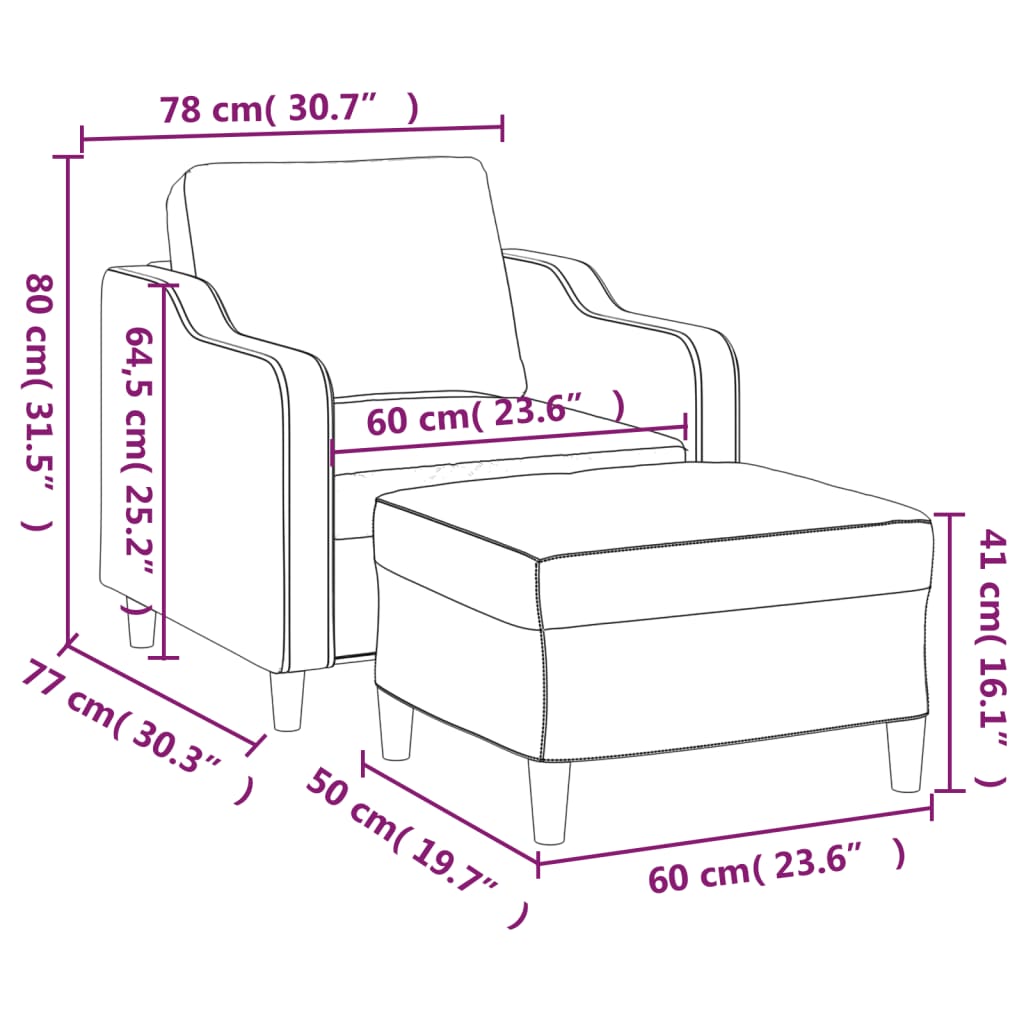 Fauteuil met voetenbank 60 cm stof bruin is nu te koop bij PeponiXL, paradijselijk wonen!